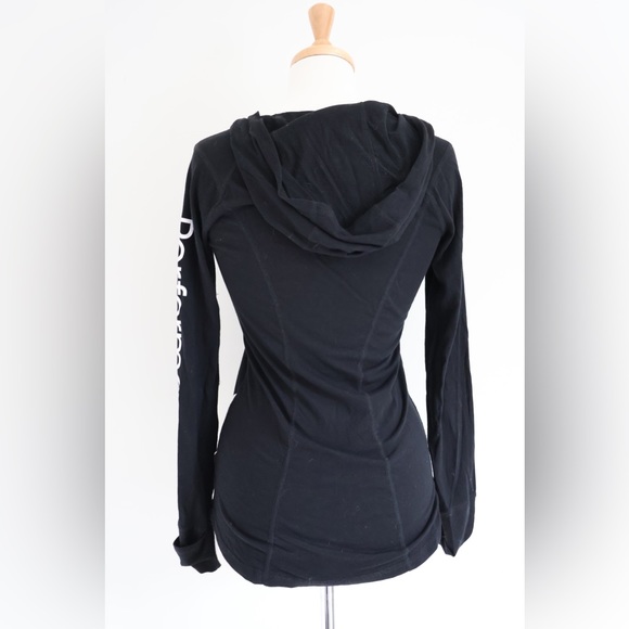 Calvin Klein Performance Black Long Sleeve Top with Logo on arm & side with Hood - Picture 4 of 8